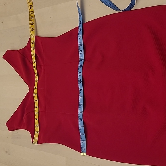 EUC Adrianna Papell Red Double Fringe Hem Sleeveless Cocktail Dress - Picture 5 of 14